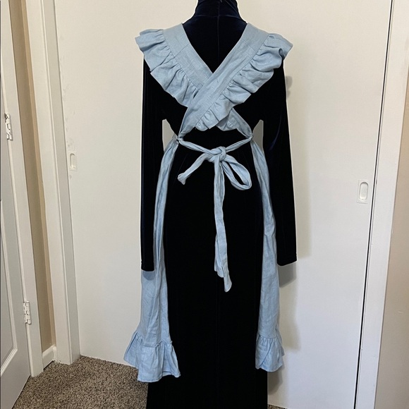Little Women Atelier Meg Pinafore Linen Apron Sky Blue Cottagecore Prairie Small - Picture 5 of 8